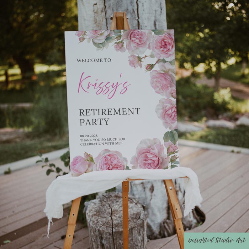 Returement Sign Floral Retirement Party Welcome Sign: Editable Template (PDF Download ...