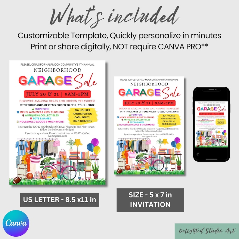 Neighborhood Garage Sale Flyer Digital Canva Editable Template, School Church Fundraiser, Community Yard Garage Rummage Sale Event Poster, Event Flyer, Church Flyer, Trash to Treasure, PTA Fundraiser, Editable Poster, School Fundraiser, Template Flyer, Funny Yard Sale, Rummage Sale, Garage Sale, Yard Sale, Thrifting, Neighborhood Sale, Funny Garage Sale, Sale Flyer, Yard Sale Flyer, Garage Sale Sign, Fundraiser Flyer