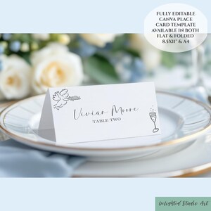 Modern Minimalist Wedding Place Card Template: Editable Canva Design (Digital Download)