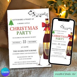 Editable Christmas Party Invitation: Festive Holiday Evite (Digital)