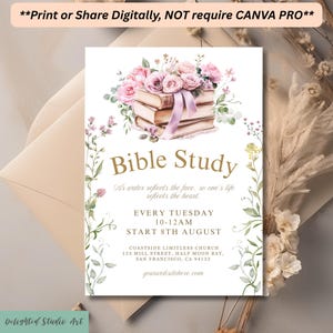 Women&#39;s Bible Study Invitation Template: Editable Church Flyer (Digital Download 5x7&quot; Canva Template)