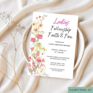 Editable Ladies Fellowship Faith Invitation Template, Women's Retreat Fellowship Prayer Group Christian Bible Study Group Flyer invite