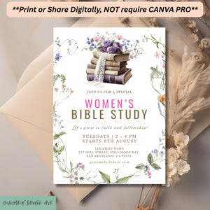 Women&#39;s Bible Study Invitation Template: Editable Church Flyer (Digital Download 5x7&quot; Canva Template)