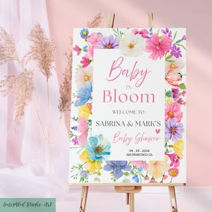 Wildflower Baby Shower Welcome Sign: Editable Floral Template (PDF)