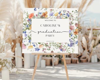 Wildflower Graduation Welcome Sign: Boho Floral Party Decor (PDF)