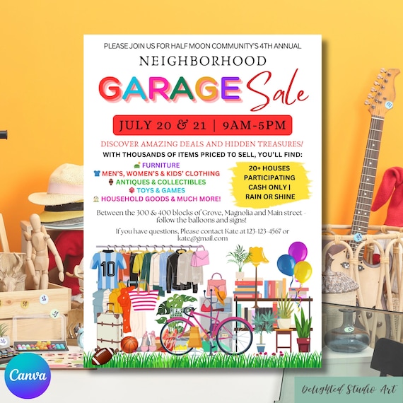 Editable Garage Flyer Template, Canva Invitation (Digital Download)