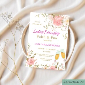 Editable Ladies Fellowship Faith Invitation Template, Women's Retreat Fellowship Prayer Group Christian Bible Study Group Flyer invite