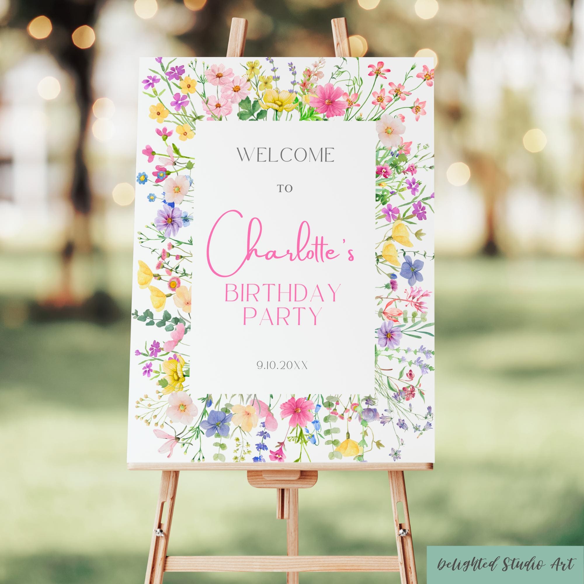 Floral Birthday Party Welcome Sign: Editable Template (PDF) - Etsy