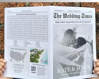 Newspaper wedding Program Template, printable DIY Wedding binder template, itinerary timeline Proposal template,  weekend Wedding Program