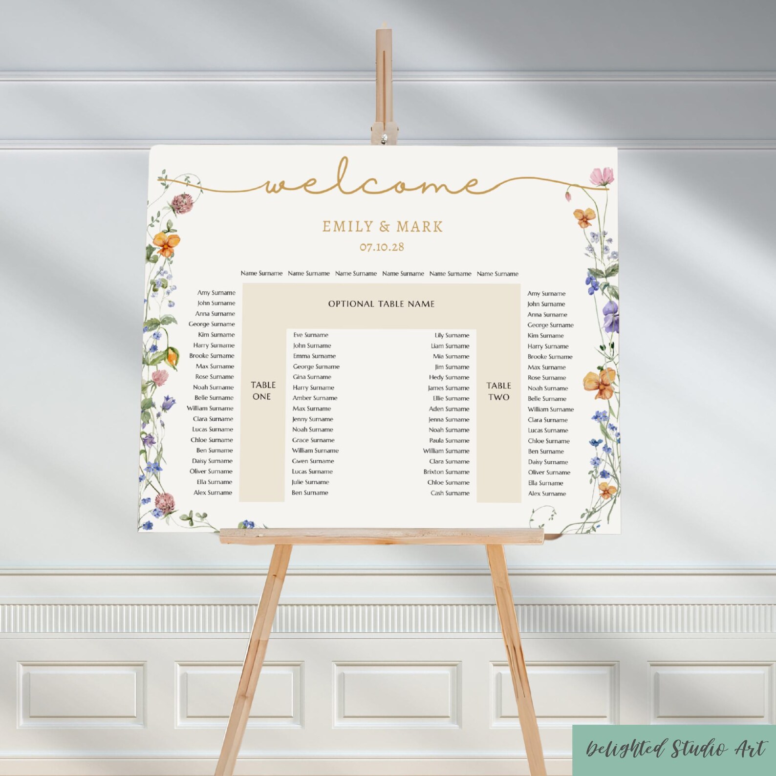 Floral Wedding Table Seating Chart Sign Template (PDF) - Etsy
