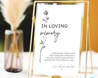 Minimalist Memorial Sign Template: Wedding Remembrance (Digital Download)
