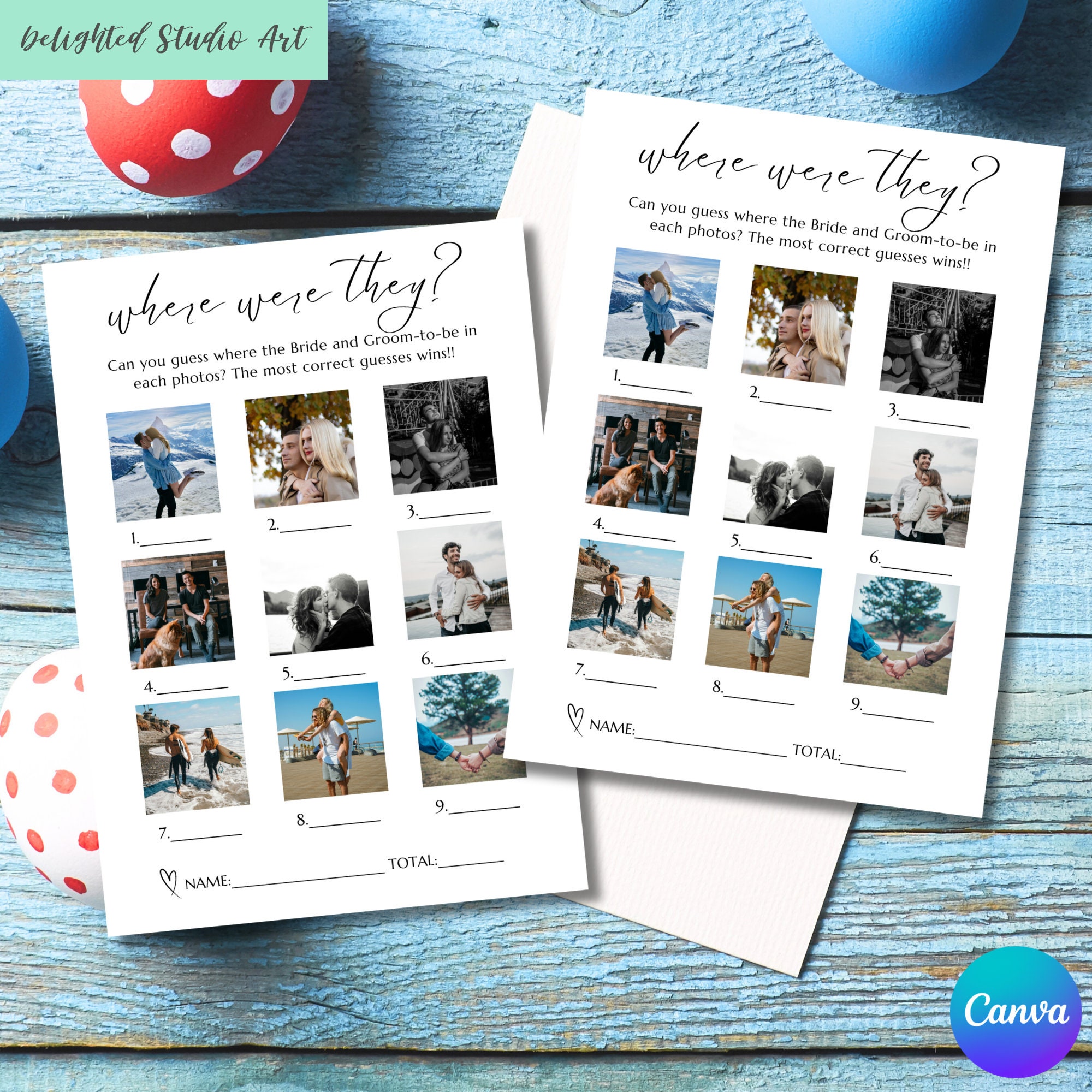 Where Were They Photo Game: Bridal Shower, Wedding Shower (Editable Download)