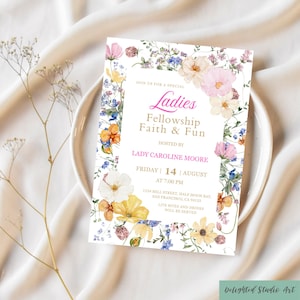 Editable Ladies Fellowship Faith Invitation Template, Women's Retreat Fellowship Prayer Group Christian Bible Study Group Flyer invite