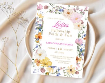 Floral Ladies Fellowship Invitation Template (Digital Download)