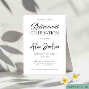 Modern Retirement Invitation Editable Template, Canva DIY Printable Retirement Man Woman Party Invite Digital Download, Retirement Card