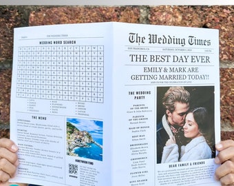 Editable Wedding Newspaper Program Template (Digital Download)