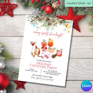 Christmas Cocktail Party Invitation: Editable Holiday Invite (Digital Download)