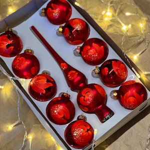 Set of glass balls for the Christmas tree,christmas tree decor,Petrykivka painting,Christmas gift,Hand-painted,Ukrainian,Glass Baubles