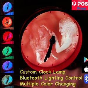 Custom 3D Photo Clock Lamp Personalised Night Light Led Bluetooth APP Control Color Changing