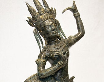 Apsara Statue - Antique Khmer Style Bronze Angkor Wat Dancing Apsara or Angel - 40cm/16"