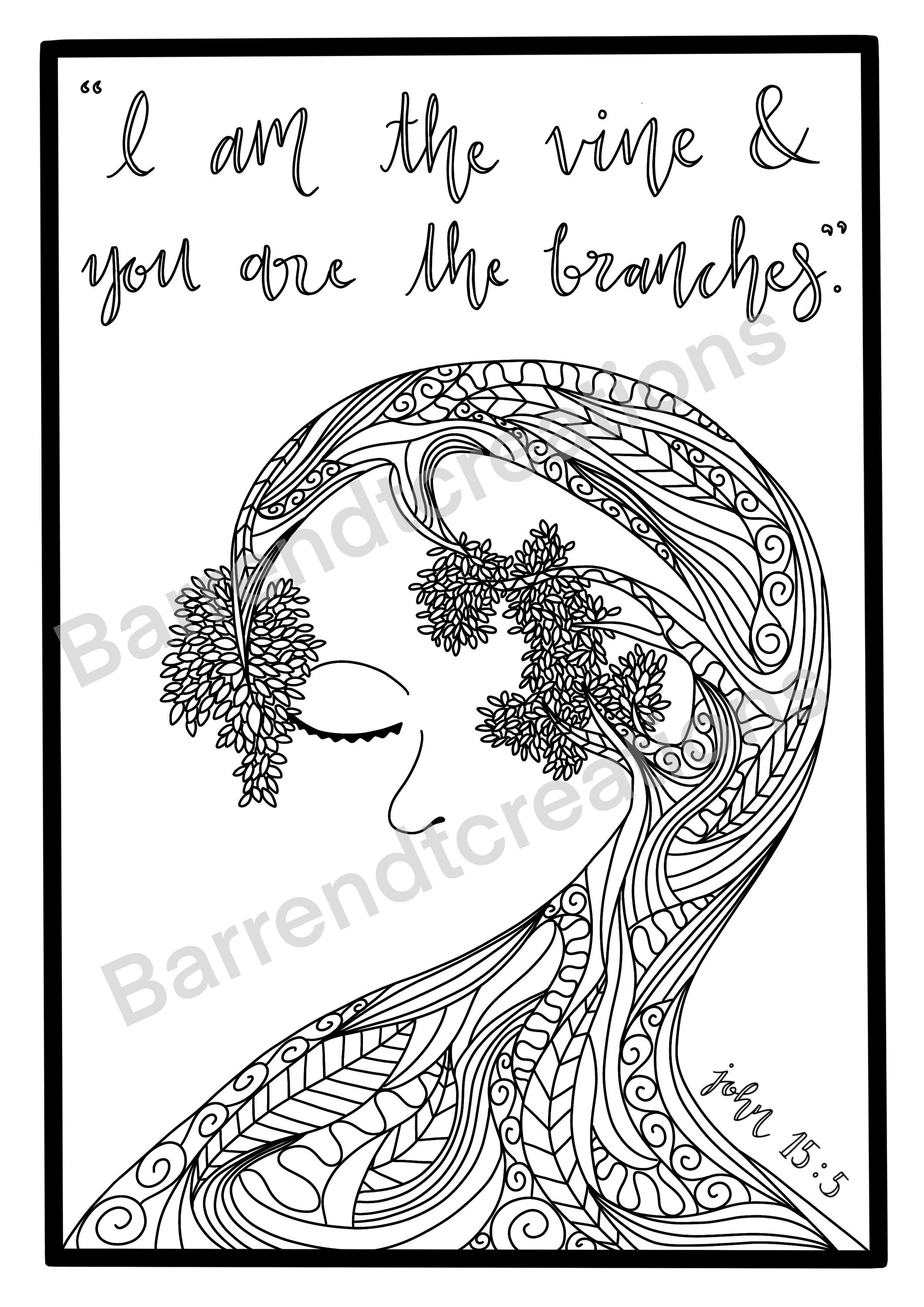 John 15 Bible Verse Colouring In Page, image size:2121x3000