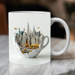 New York in cup mug sublimation 3D fun mug New York, New York City in cup, mug template NYC, 3D New York landscape, cup design, 15oz 11oz
