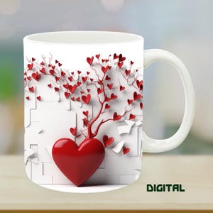 valentine mug wrap, love mug png, heart mug design, romantic mug wrap, 11oz mug png, 15oz mug png, sublimation png, growing heart art, valentine gift, mug wrap png, love coffee mug, heart clipart png, red heart wrap, romantic mug png, cute love wrap, valentine sublimation, mug for her, love drinkware, heart branches png, gift for her