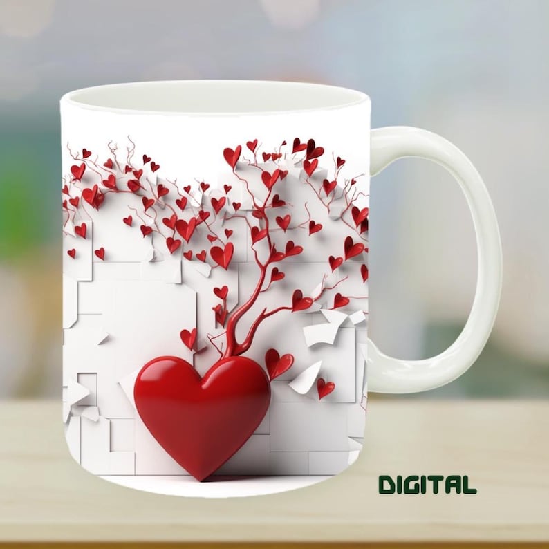 valentine mug wrap, love mug png, heart mug design, romantic mug wrap, 11oz mug png, 15oz mug png, sublimation png, growing heart art, valentine gift, mug wrap png, love coffee mug, heart clipart png, red heart wrap, romantic mug png, cute love wrap, valentine sublimation, mug for her, love drinkware, heart branches png, gift for her
