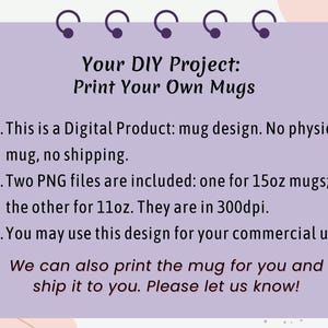 K&ouml;nnte beinhalten: Ein digitales Produktdesign f&uuml;r Tassen, mit dem Text "Your DIY Project: Print Your Own Mugs." Enth&auml;lt zwei PNG-Dateien f&uuml;r 11oz und 15oz Tassen, bei 300dpi. Das Design ist f&uuml;r den kommerziellen Gebrauch bestimmt.