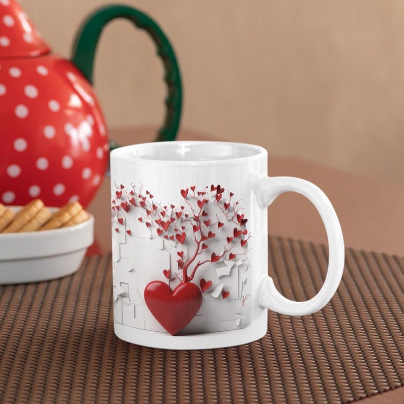 Wachsendes Herz Becher Wrap - Valentinstag Sublimation Liebe Geschenk Design (11oz 15oz) Bild 5