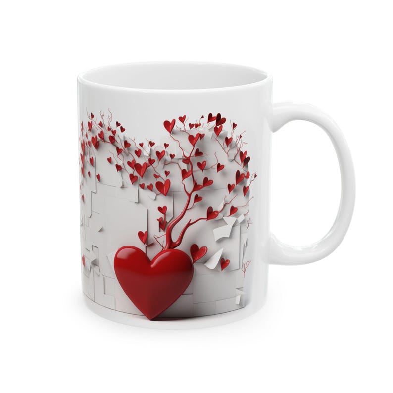 Wachsendes Herz Becher Wrap - Valentinstag Sublimation Liebe Geschenk Design (11oz 15oz) Bild 3