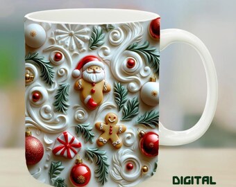 Frohe Feiertage Weihnachten mit Weihnachtsmann und Rose Tassen-Vorlage - 11oz, 15oz