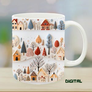 Mok Wrap Cosy Country Village – Country Living-sublimatie, png-bestand voor lentevernieuwing