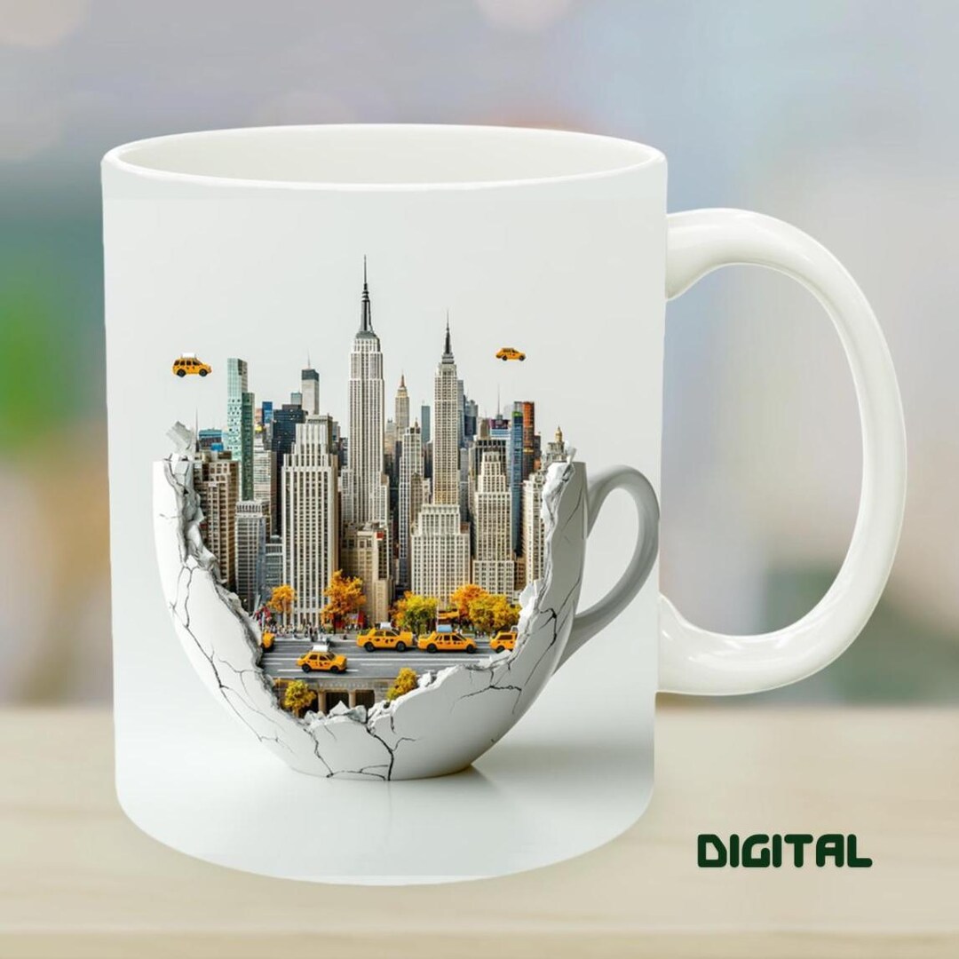 Mug New York City - Impression Par Sublimation, Qualité Grade A, Design Paysage NY-03