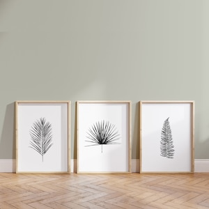 palm tree and tropical leaves illustration digital download
