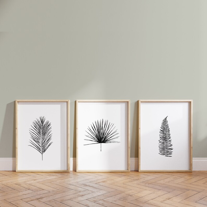 palm tree and tropical leaves illustration digital download