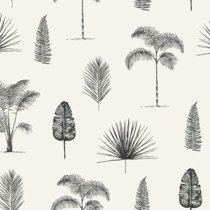 palm tree and tropical leaves illustration digital download