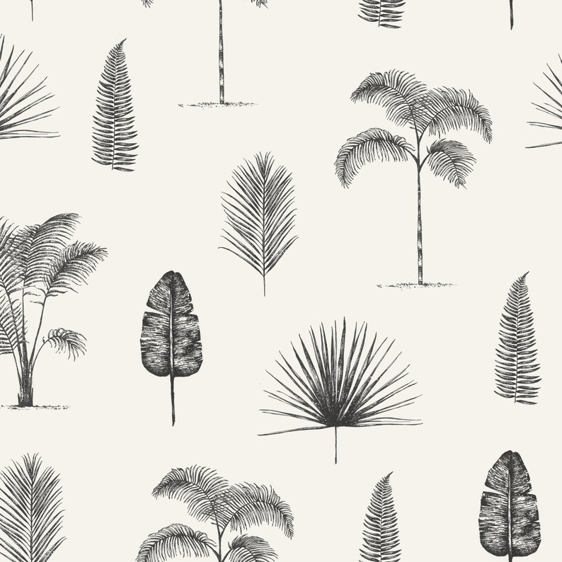 palm tree and tropical leaves illustration digital download