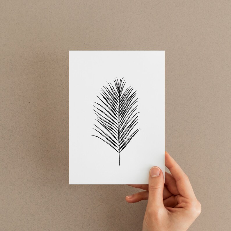 palm tree and tropical leaves illustration digital download