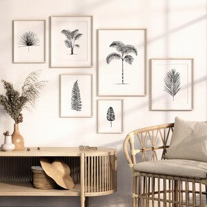 palm tree and tropical leaves illustration digital download