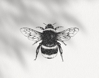 Bee Illustration Digital Download, Insect Clipart, Botanical Illustration, Bee Drawing PNG Digital Download for Wall Art Invitations Crafts