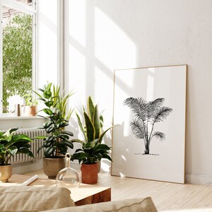 palm tree and tropical leaves illustration digital download