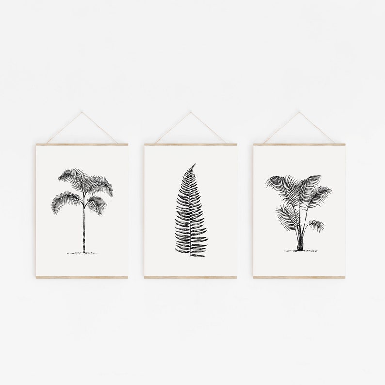palm tree and tropical leaves illustration digital download