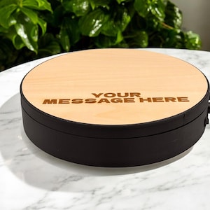 Custom Wood Engraved Turntable Display Base: Rotating 360-Degree Stand