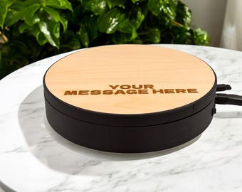 Base giratoria de exhibición con grabado de madera personalizado: Soporte giratorio de 360 grados