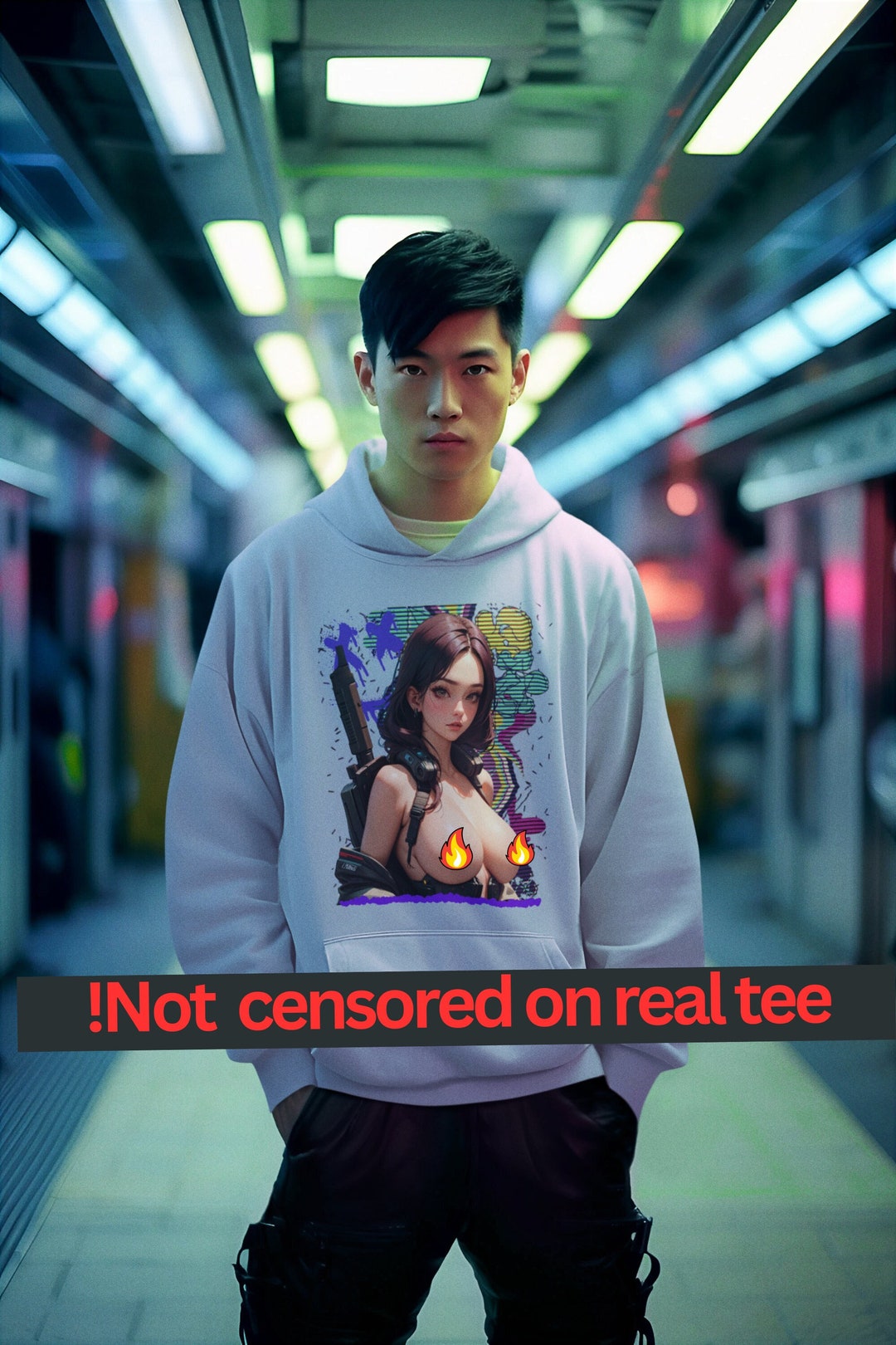 Graffiti Hentai Anime Nude Boobs Manga Elegance Hoodie: Cyberpunk Hentaii, Big Tits, and Sensual