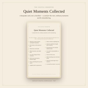 Quiet Moments Collected - Mindfulness Reflection Card, Printable Self Care Card, Slow Living Gift, GoodNotes Journal Insert