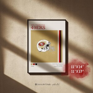 San Francisco 49ers Poster Football Gift| NFL Minimal Modern Wall Print Sports | Dorm Room Printable 49ers | Vintage San Francisco 49ers Art