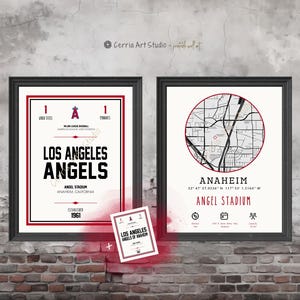 Los Angeles Angels Baseball Map Poster | Angels Stadium Art | Sport Dorm Room Printable Baseball Map | MLB Los Angeles Angels Map Poster