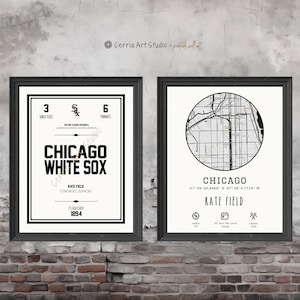 Chicago White Sox Baseball Map Poster | MLB White Sox Karte Stadion | Sport Dorm Zimmer druckbare Baseball Logo | Sox Vintage Baseball Poster